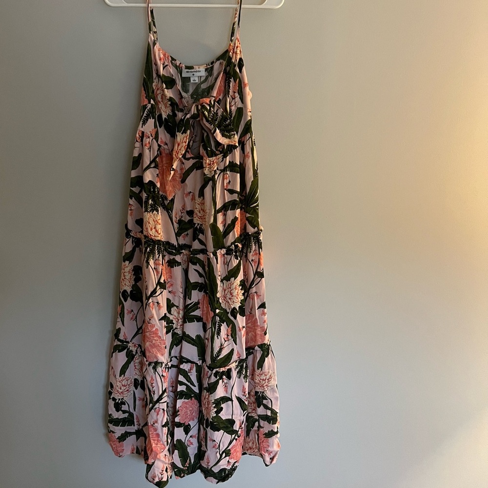Agua Bendita Dress in Blush/ Dark Olive, size L